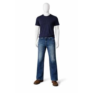 BKE Tyler Straight Jeans Mens 34x32 Dark Wash Distressed Buckle Denim Casual